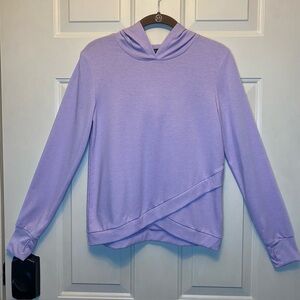 Eddie Bauer Kids Hooded Lavender Pullover L (14/16) Tulip Hem Thumb Holes